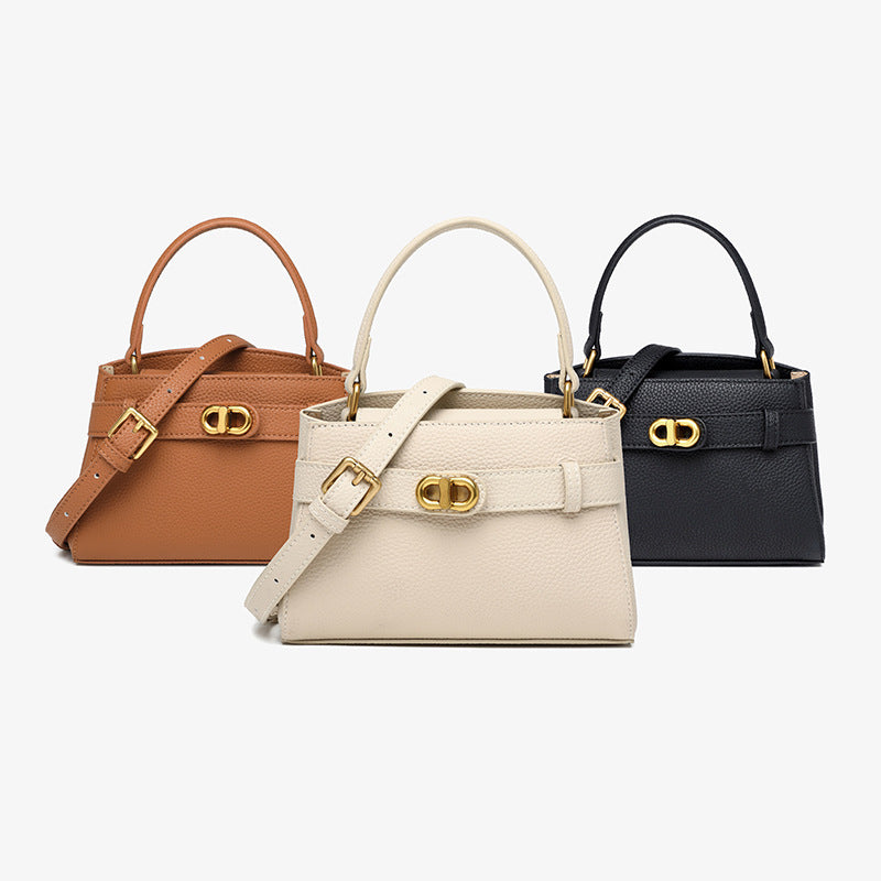 Women’s Small Genuine Leather Minimalist Trapezoid Crossbody Tote Bag image 6