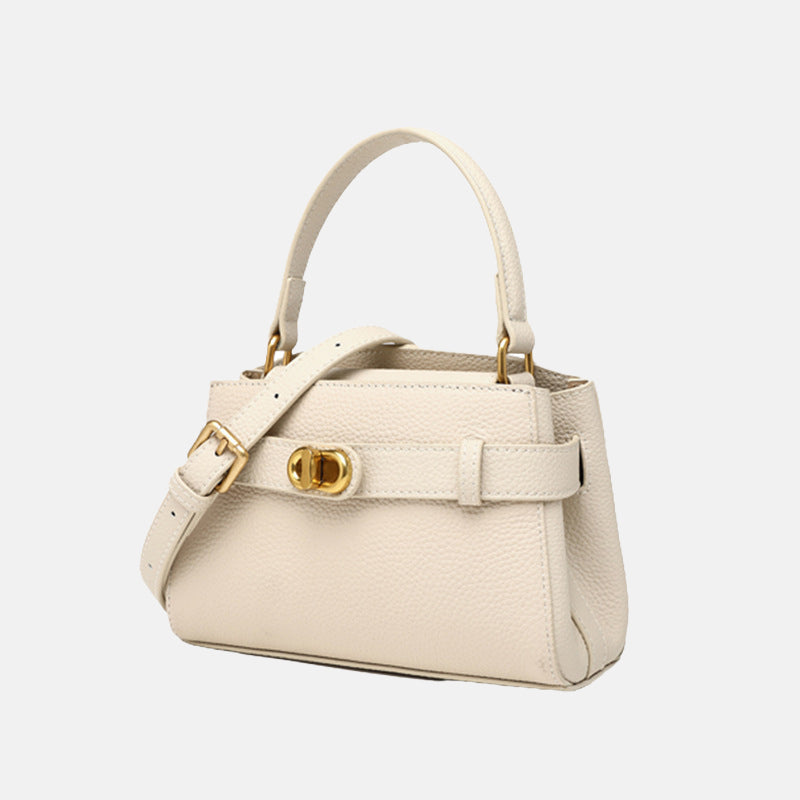 Women’s Small Genuine Leather Minimalist Trapezoid Crossbody Tote Bag image 3