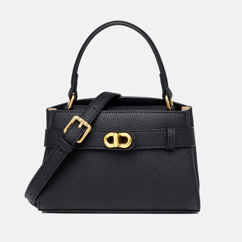 Women’s Small Genuine Leather Minimalist Trapezoid Crossbody Tote Bag image 7