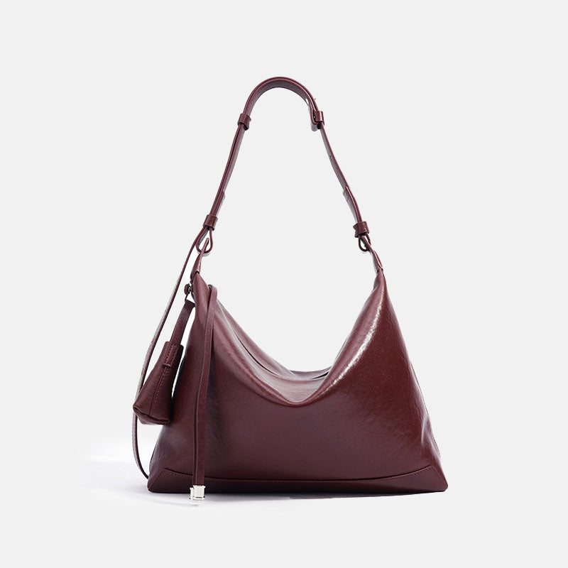 Women’s Top-Grain Vegetable-Tanned Leather Hobo Baguette Bag image 2