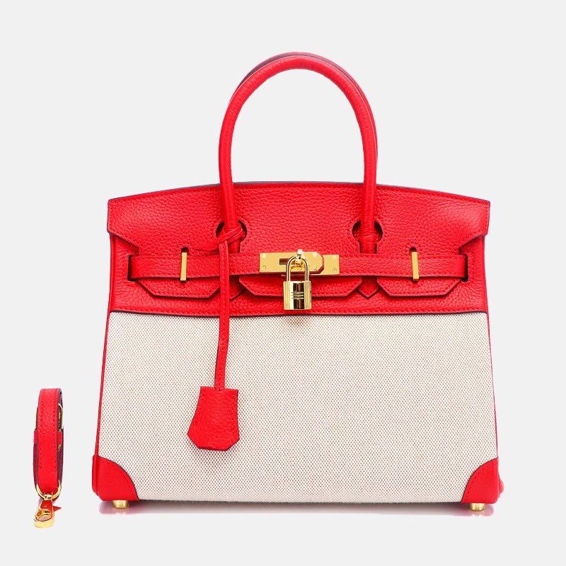 Women’s Two Tone Leather & Canvas Top Handle Bags image 3