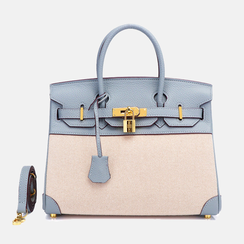 Women’s Two Tone Leather & Canvas Top Handle Bags image 11