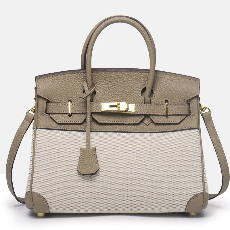 Women’s Two Tone Leather & Canvas Top Handle Bags image 17