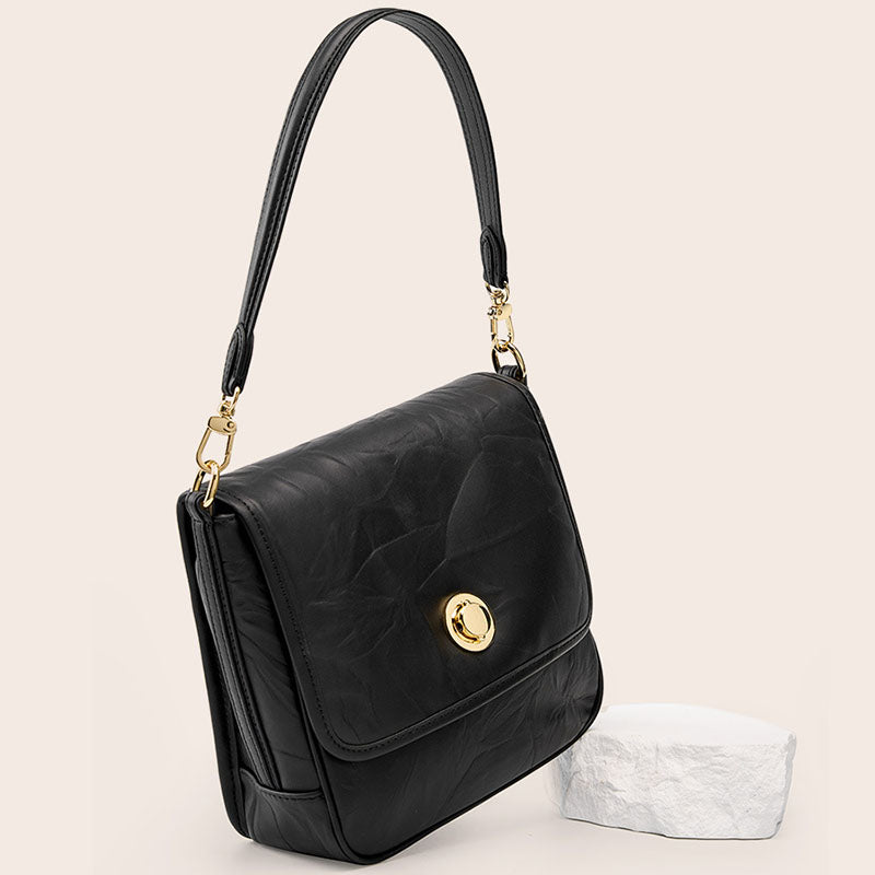 Women’s Vintage Genuine Leather Foldover Flap Crossbody Shoulder Bag image 6