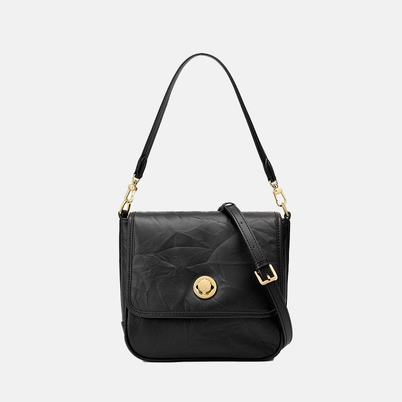 Women’s Vintage Genuine Leather Foldover Flap Crossbody Shoulder Bag image 4