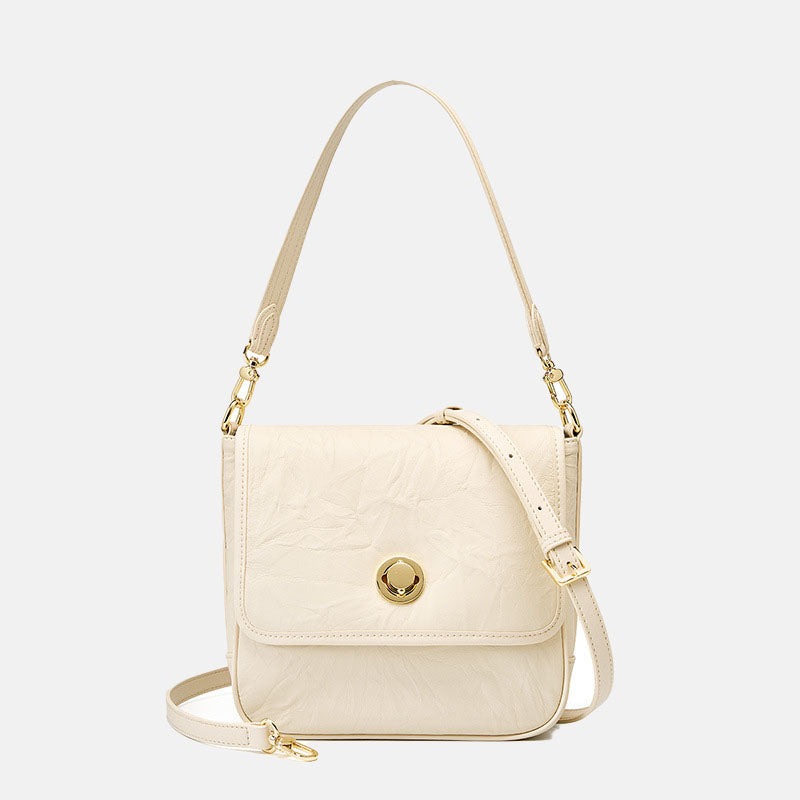Women’s Vintage Genuine Leather Foldover Flap Crossbody Shoulder Bag image