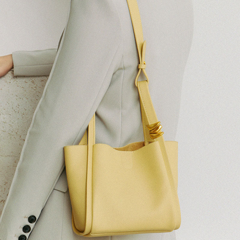 Women’s Vintage Genuine Leather Hook Bucket Crossbody Tote Bags image 3