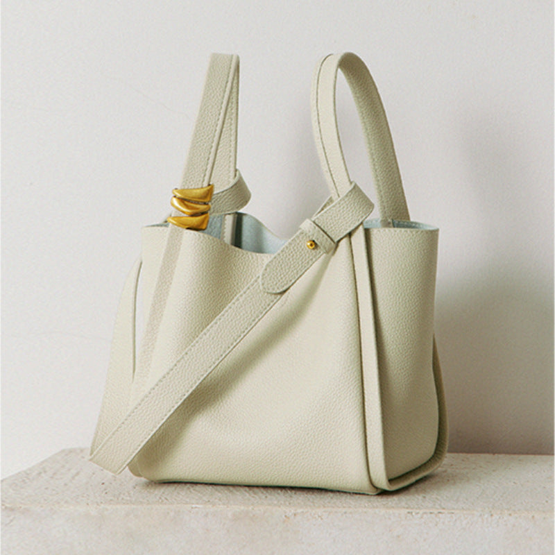 Women’s Vintage Genuine Leather Hook Bucket Crossbody Tote Bags image 4