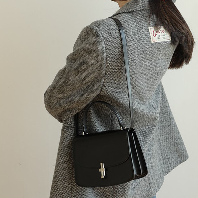 Women’s Vintage Genuine Leather Lock Buckle Crossbody Shoulder Handbags image 6