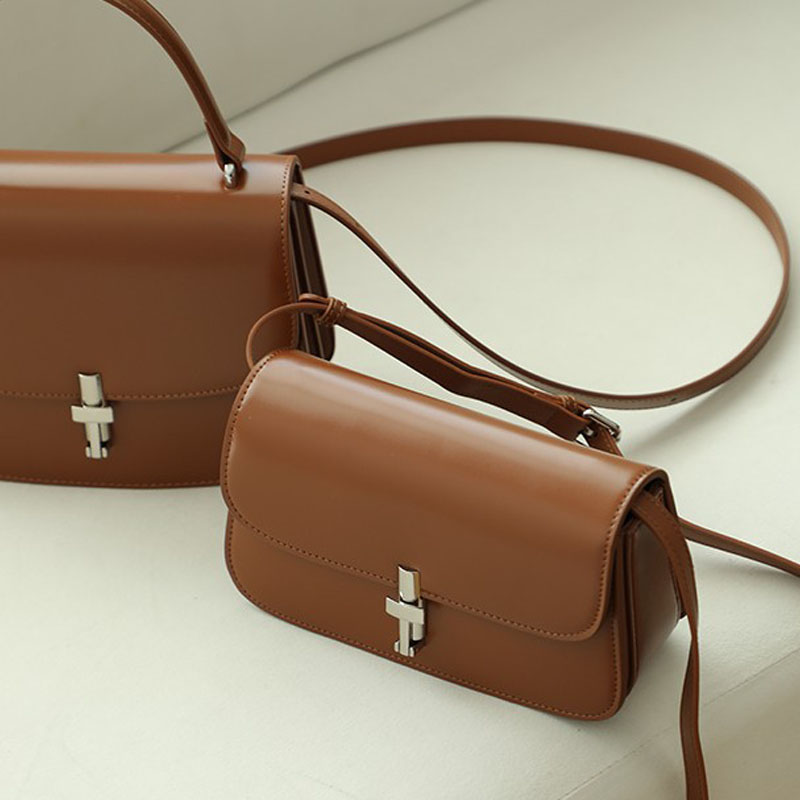 Women’s Vintage Genuine Leather Lock Buckle Crossbody Shoulder Handbags image 7