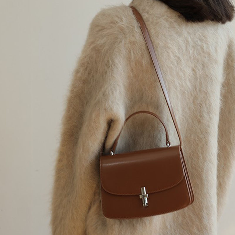 Women’s Vintage Genuine Leather Lock Buckle Crossbody Shoulder Handbags image 8
