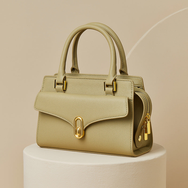 Women’s Vintage Genuine Leather Lock Buckle Zipper Crossbody Shoulder Handbags image 2
