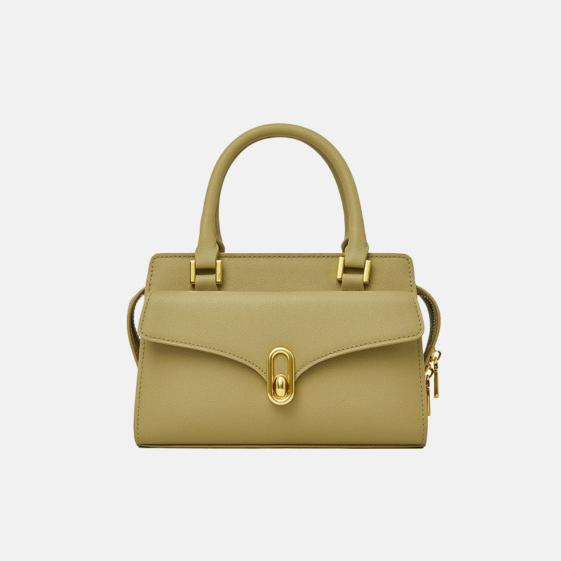 Women’s Vintage Genuine Leather Lock Buckle Zipper Crossbody Shoulder Handbags image