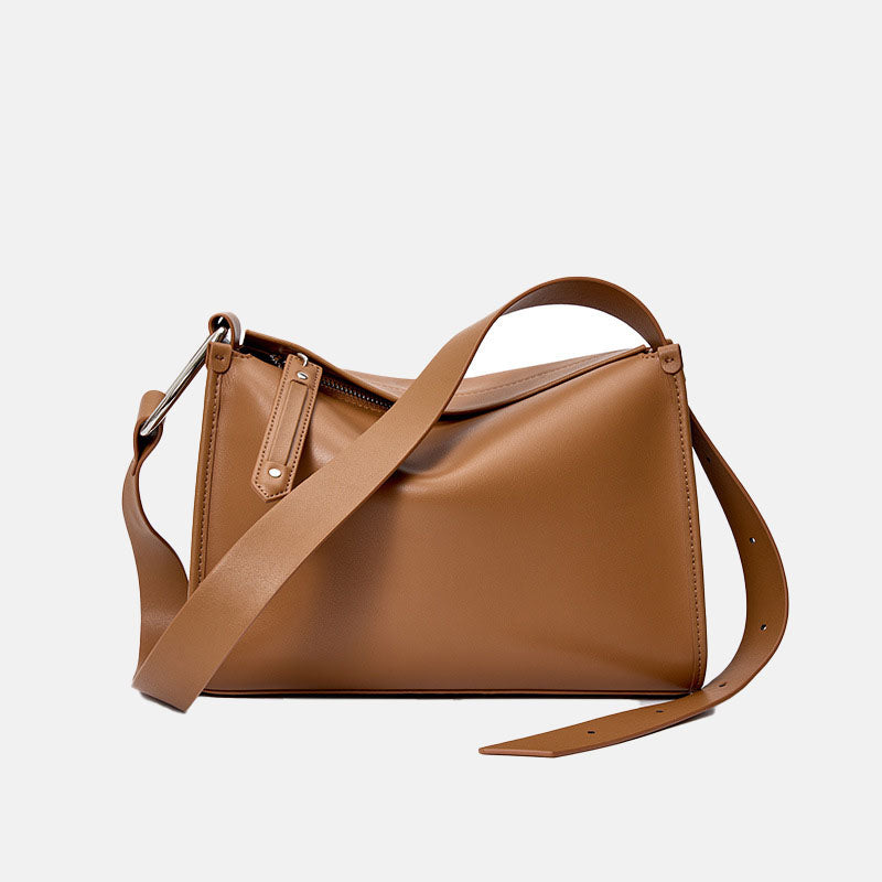 Women’s Vintage Genuine Leather Pillow Shape Zipper Crossbody Shoulder Bag image 5