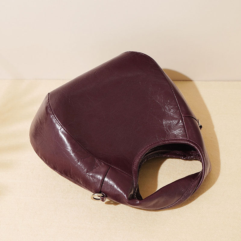 Women’s Vintage Genuine Leather Pleated Bucket Bag image 3