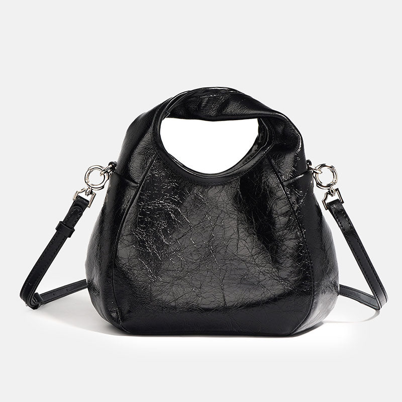 Women’s Vintage Genuine Leather Pleated Bucket Bag image 5