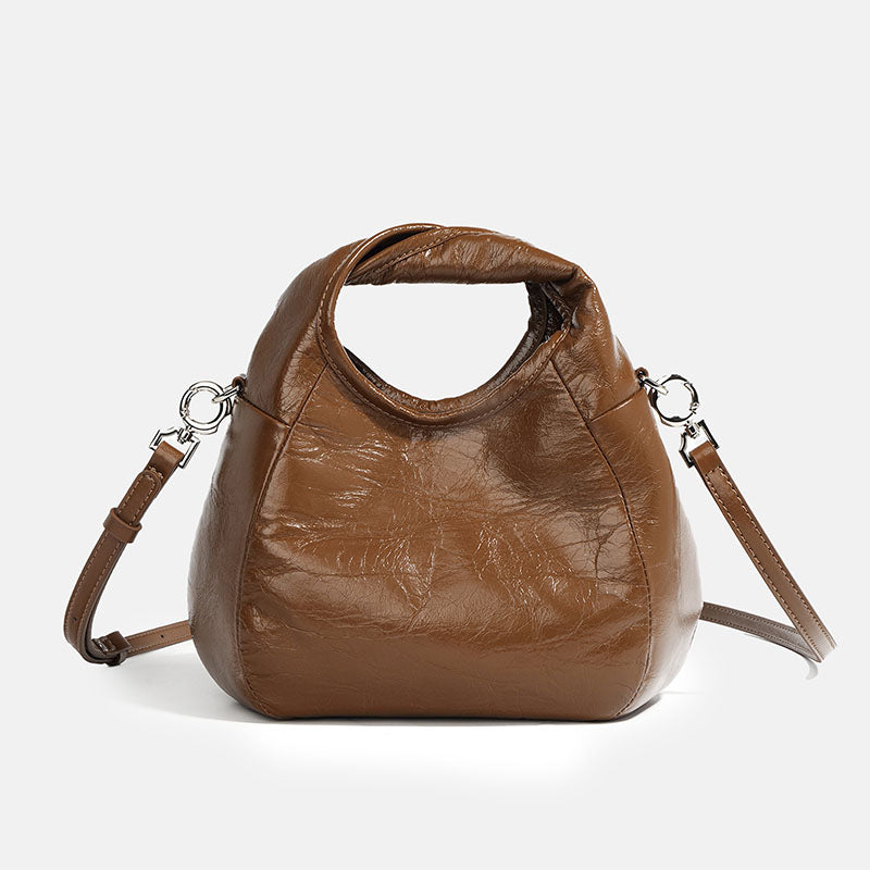 Women’s Vintage Genuine Leather Pleated Bucket Bag image 7