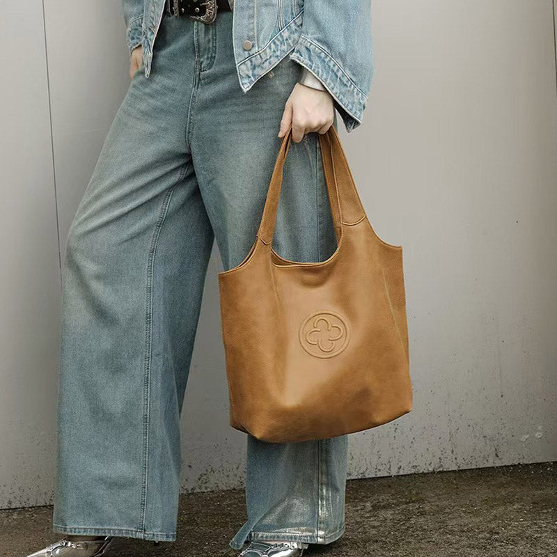 Women’s Vintage Genuine Leather Shoulder Tote Bag image 4