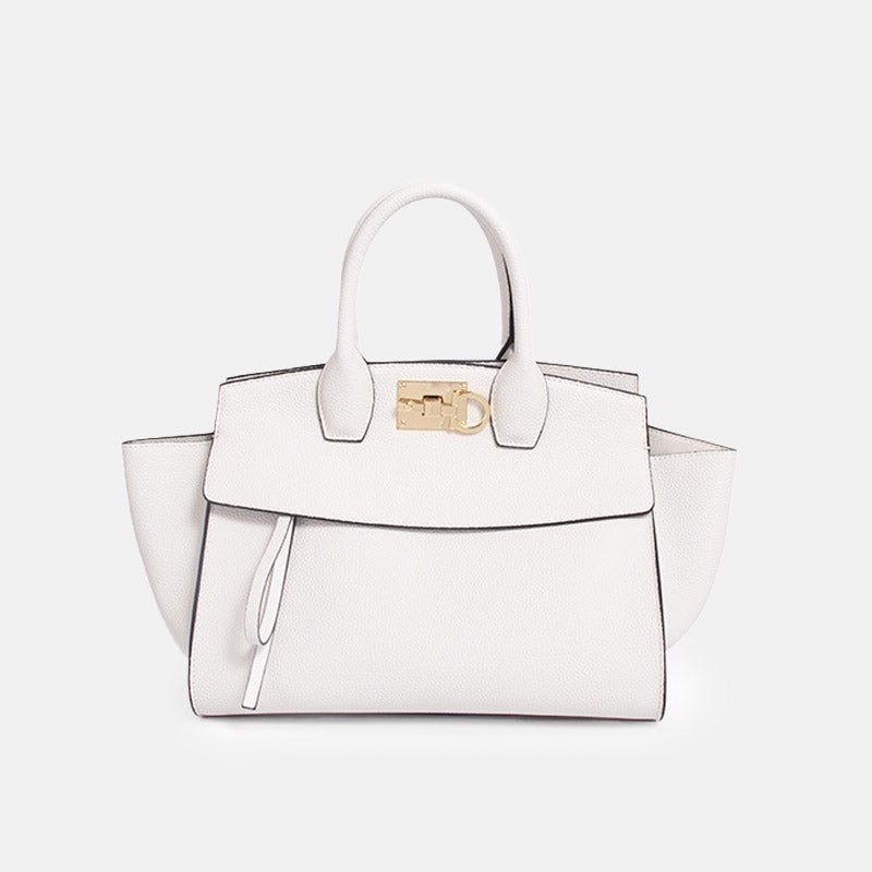 Women’s Vintage Genuine Leather Wing-Shaped Top Handle Bag With Lock Closure image 4