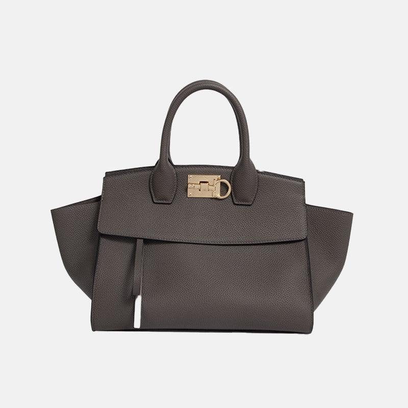 Women’s Vintage Genuine Leather Wing-Shaped Top Handle Bag With Lock Closure image 6