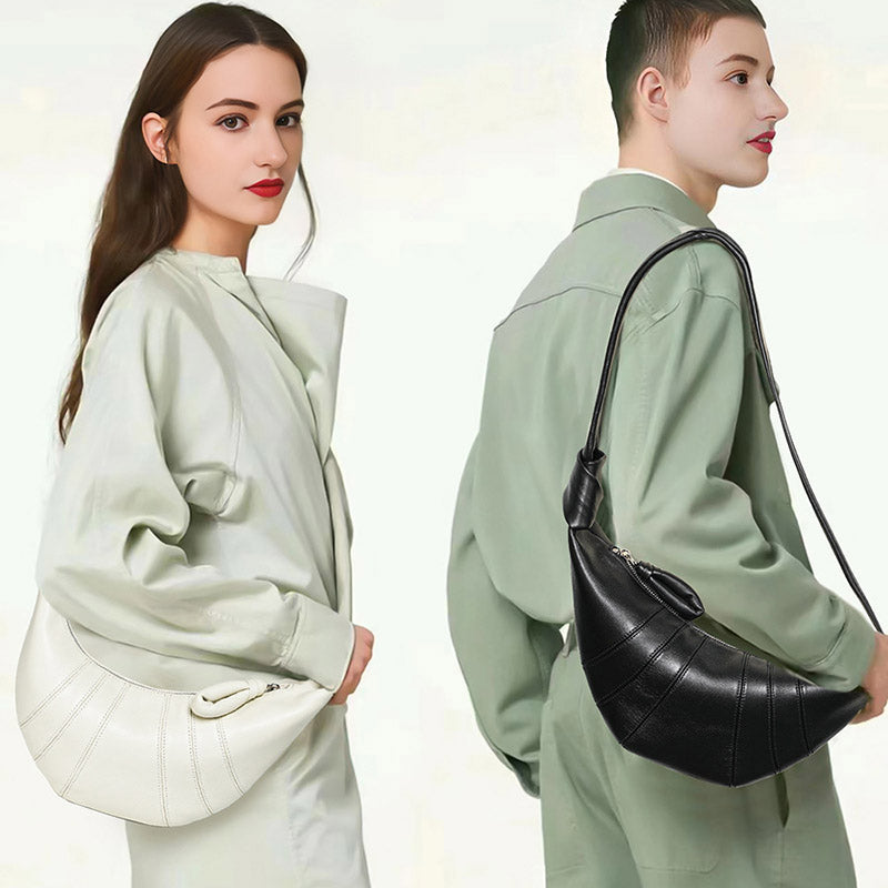 Women’s Vintage Lambskin Leather Dumpling Shape Crossbody Shoulder Bag image 5