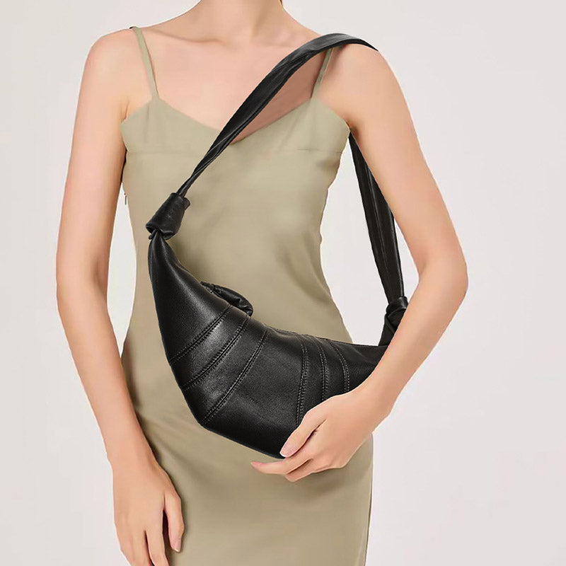 Women’s Vintage Lambskin Leather Dumpling Shape Crossbody Shoulder Bag image 2