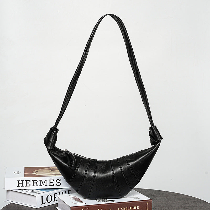 Women’s Vintage Lambskin Leather Dumpling Shape Crossbody Shoulder Bag image