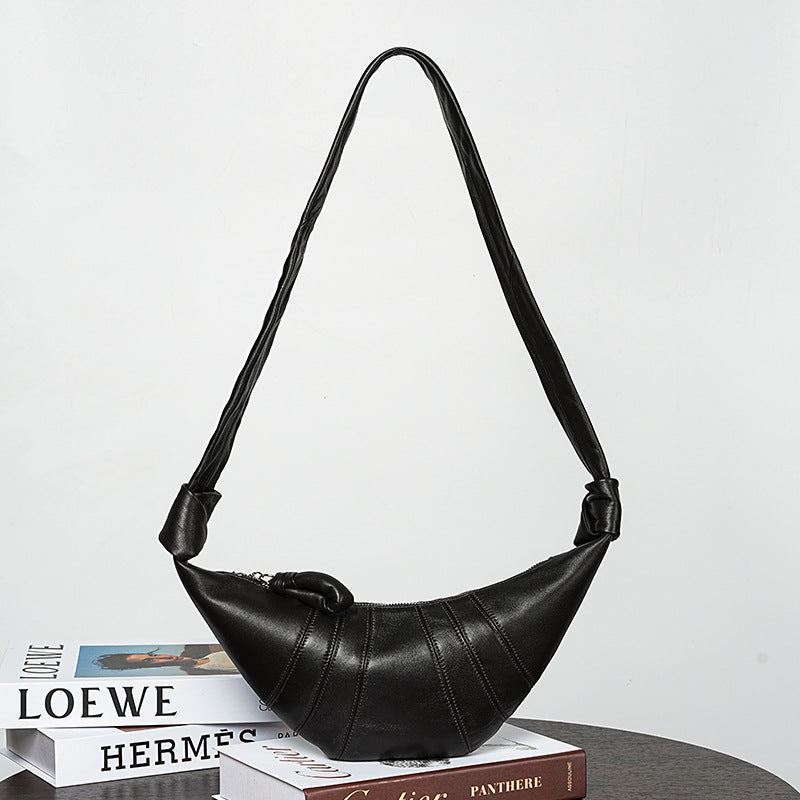 Women’s Vintage Lambskin Leather Dumpling Shape Crossbody Shoulder Bag image 3
