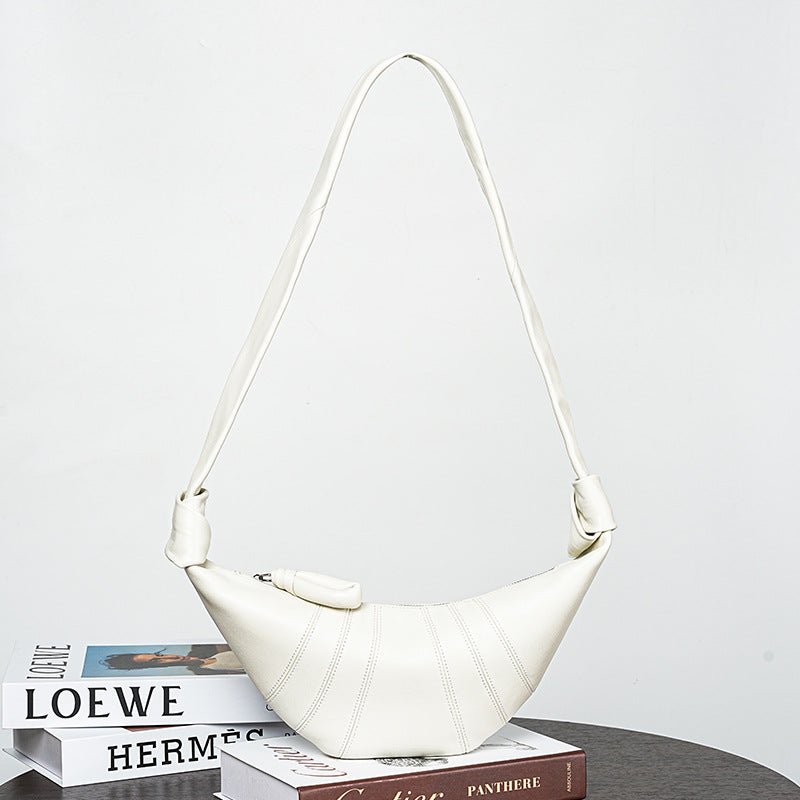 Women’s Vintage Lambskin Leather Dumpling Shape Crossbody Shoulder Bag image 4