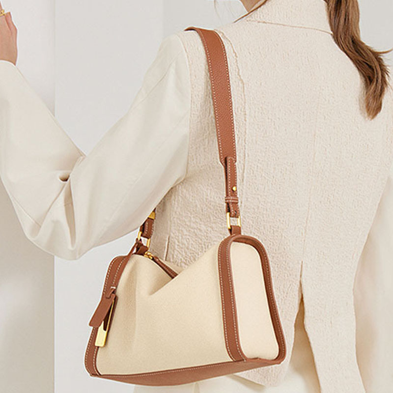 Women’s Vintage Leather Colorblock Crossbody Shoulder Bag image 6