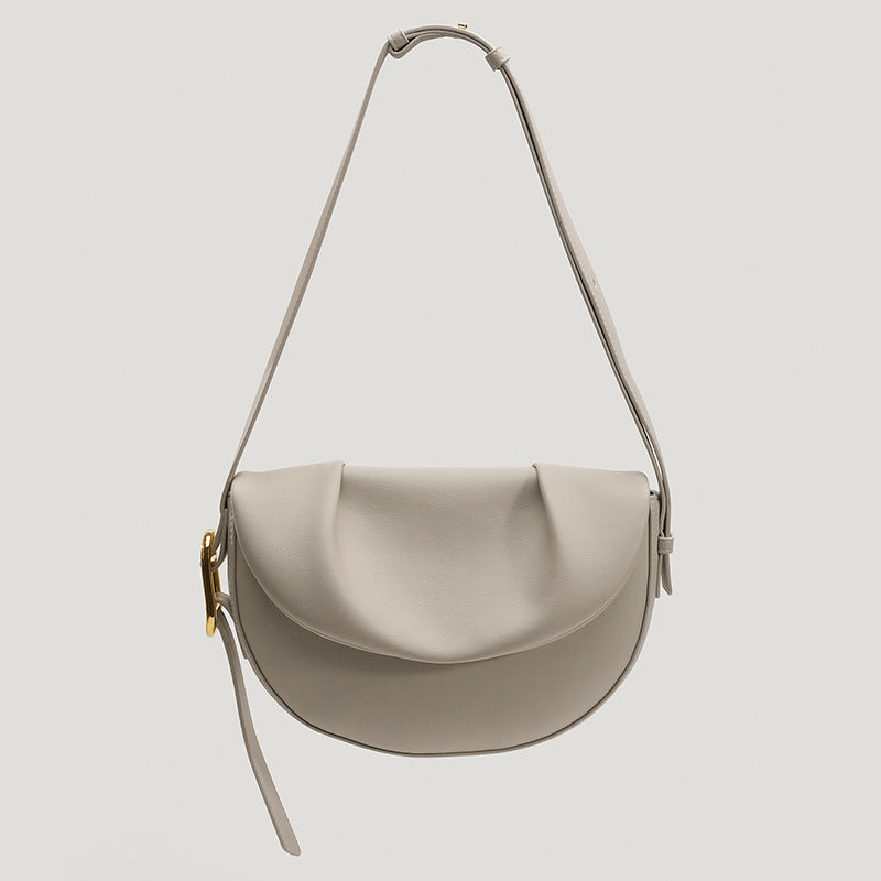Women’s Vintage Leather Pleated Crossbody Saddle Bag image 5