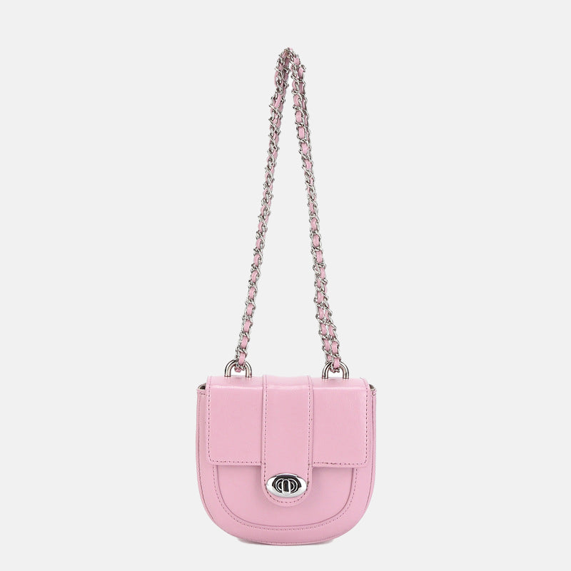 Women’s Vintage Leather Saddle Chain Strap Lock Closure Bag image 8