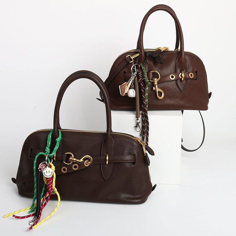 Women’s Vintage Leather Shell-Shaped Handbag image 8