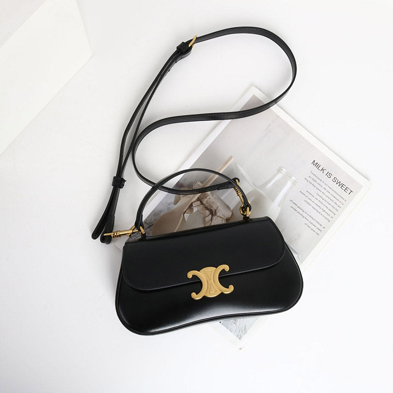 Women’s Vintage Leather Triomphe Clasp Top Handle Crossbody Bag image 5