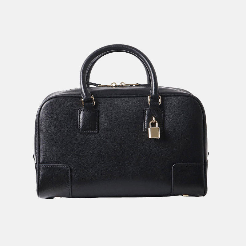 Women’s Vintage Top-Grain Leather Bowling Crossbody Shoulder Handbag image