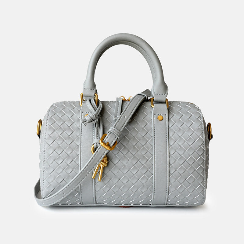 Women’s Vintage Woven Genuine Leather Pillow-Shaped Handbag image 7