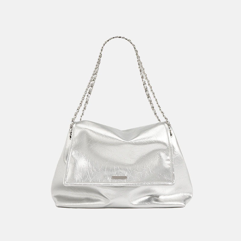 Women’s Waxed Genuine Leather Chain Shoulder Bag image