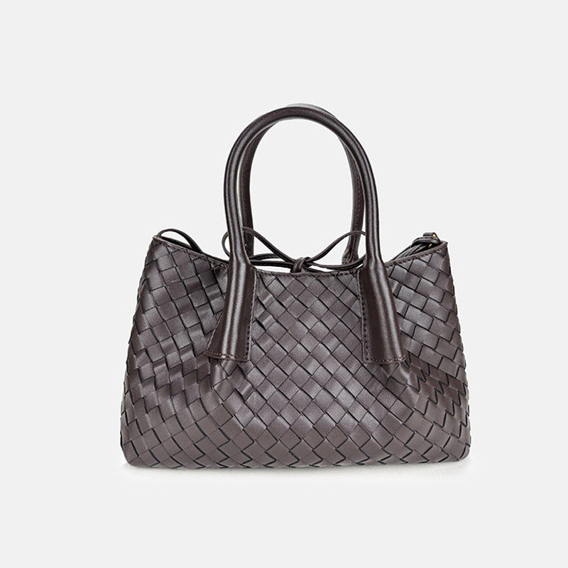 Women’s Woven Genuine Leather Shoulder Tote Bag image 11
