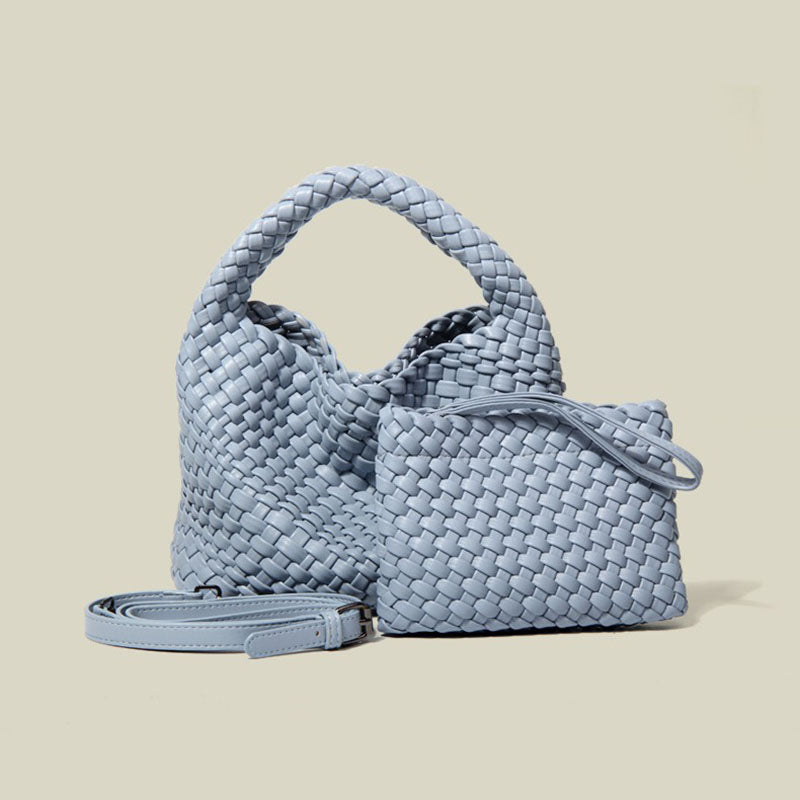 Women’s Woven PU Material Minimalist Bucket Tote Bag image 3