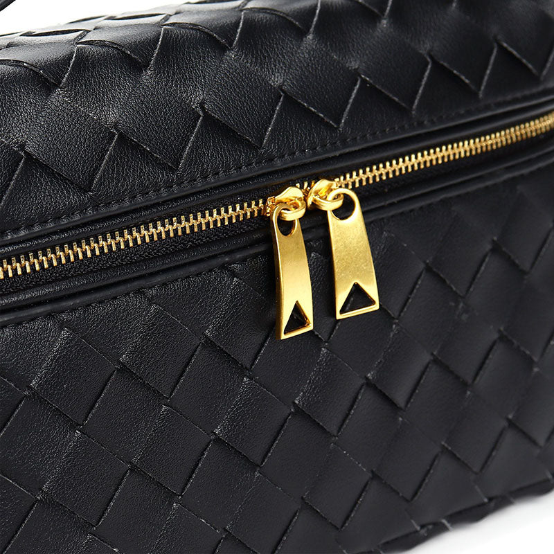 Women’s Woven Split Leather Crossbody Box Handbag image 3