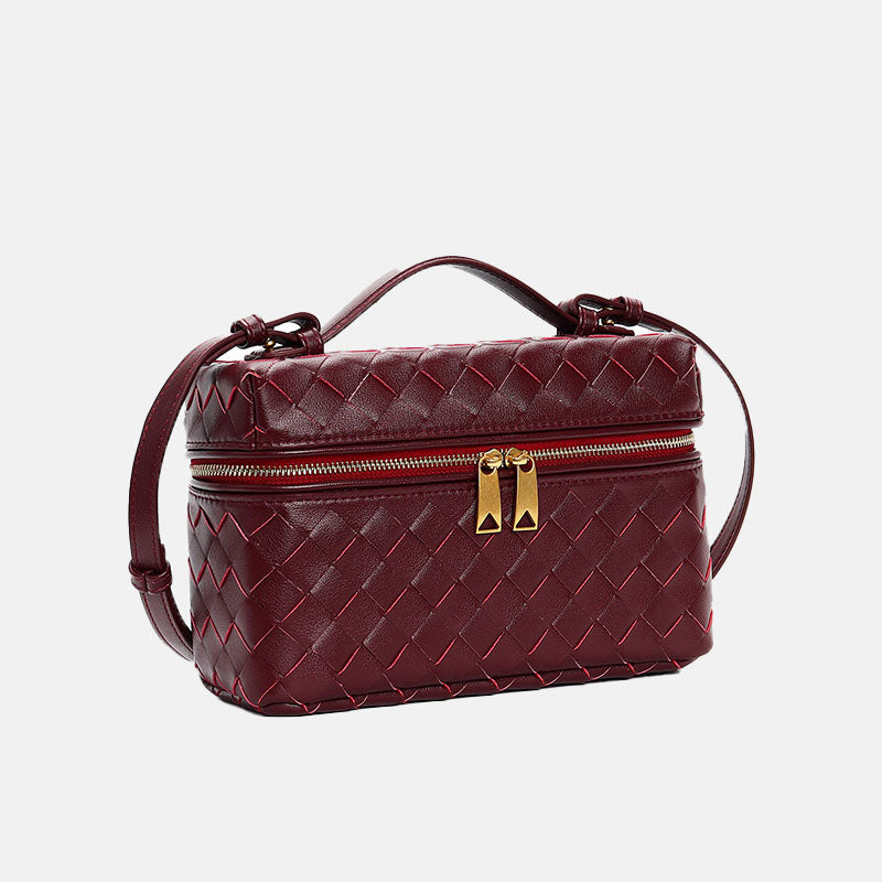 Women’s Woven Split Leather Crossbody Box Handbag image 5
