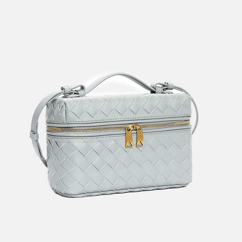 Women’s Woven Split Leather Crossbody Box Handbag image 8