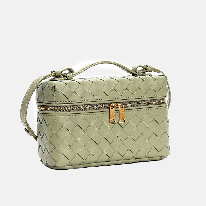Women’s Woven Split Leather Crossbody Box Handbag image 10