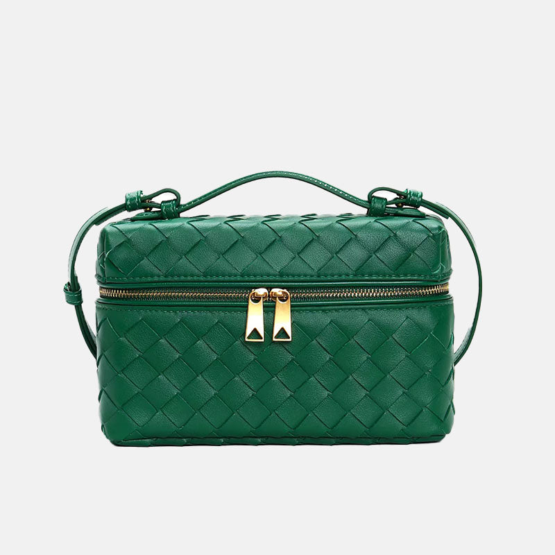 Women’s Woven Split Leather Crossbody Box Handbag image