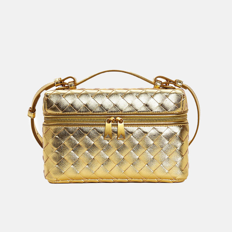 Women’s Woven Split Leather Crossbody Box Handbag image 11