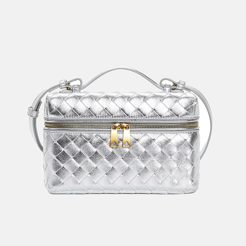 Women’s Woven Split Leather Crossbody Box Handbag image 12