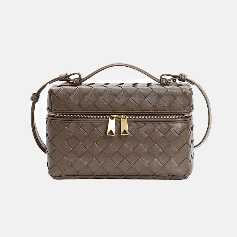 Women’s Woven Split Leather Crossbody Box Handbag image 14