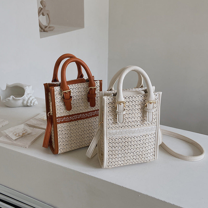 Women’s Woven Straw Shoulder Tote Bag for Beach Vacation image 3