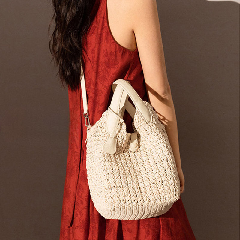 Women’s Woven Waxed Rope Bucket Bag image 3
