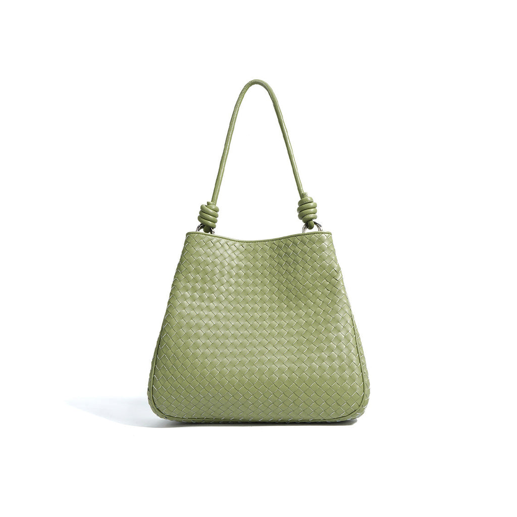 Green Woven Leather Bag | Shoulder Tote Bag for Women - Wirkin®